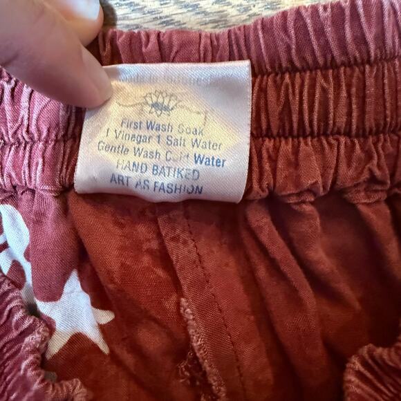 Vintage Global Village Batiked Pull On Pants SZ M Boho Hippie Red Gray Pockets - Picture 4 of 11
